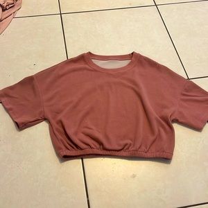 Pink crop shirt. Over sized